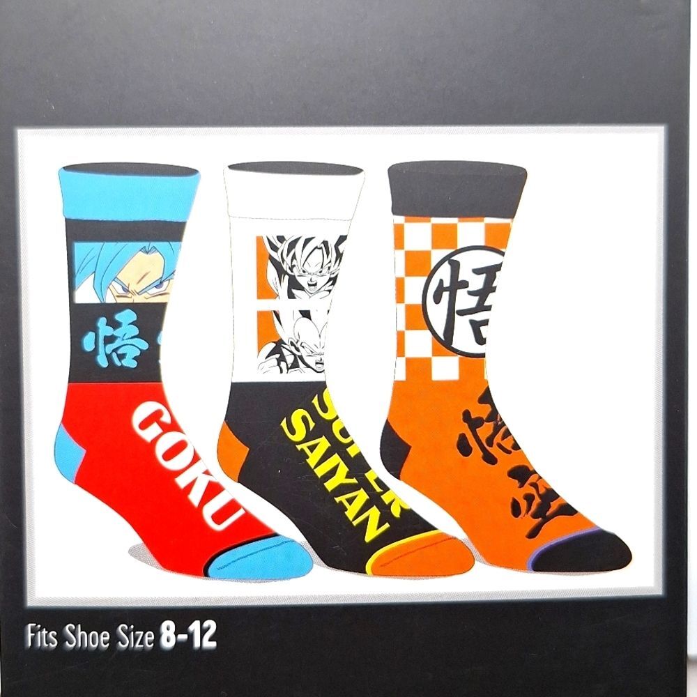 Dragon ball super brolly crew socks in box 3 pair gift set Goku anime socks